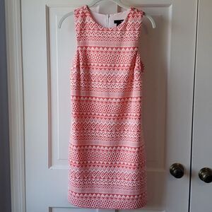 AQUA ORANGE WHITE SLEEVELESS KNIT SHEATH DRESS SIZE SMALL FULLY LINED